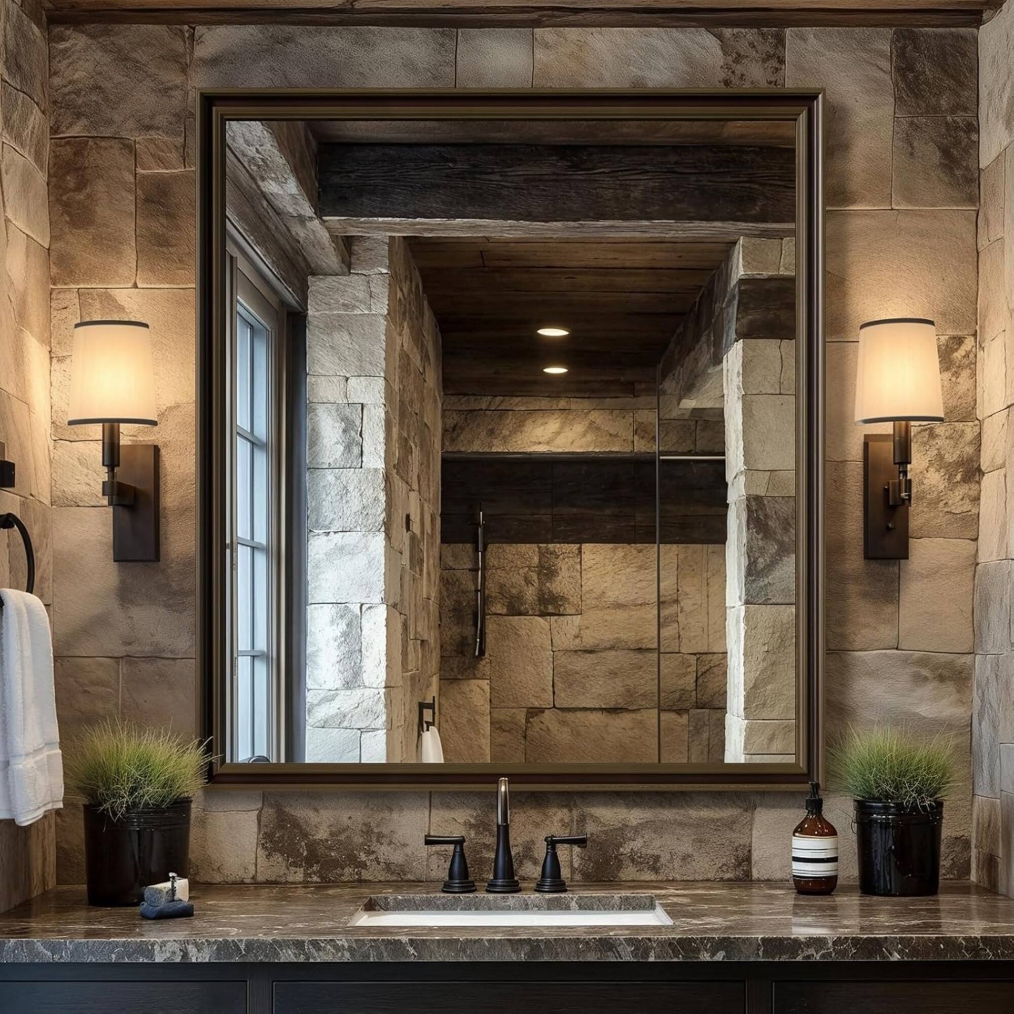 Front. ULTRUE - Ultrue UTBM0RT01CO10191 Retro Copper Effect 36x40 Framed Wall Mirror.