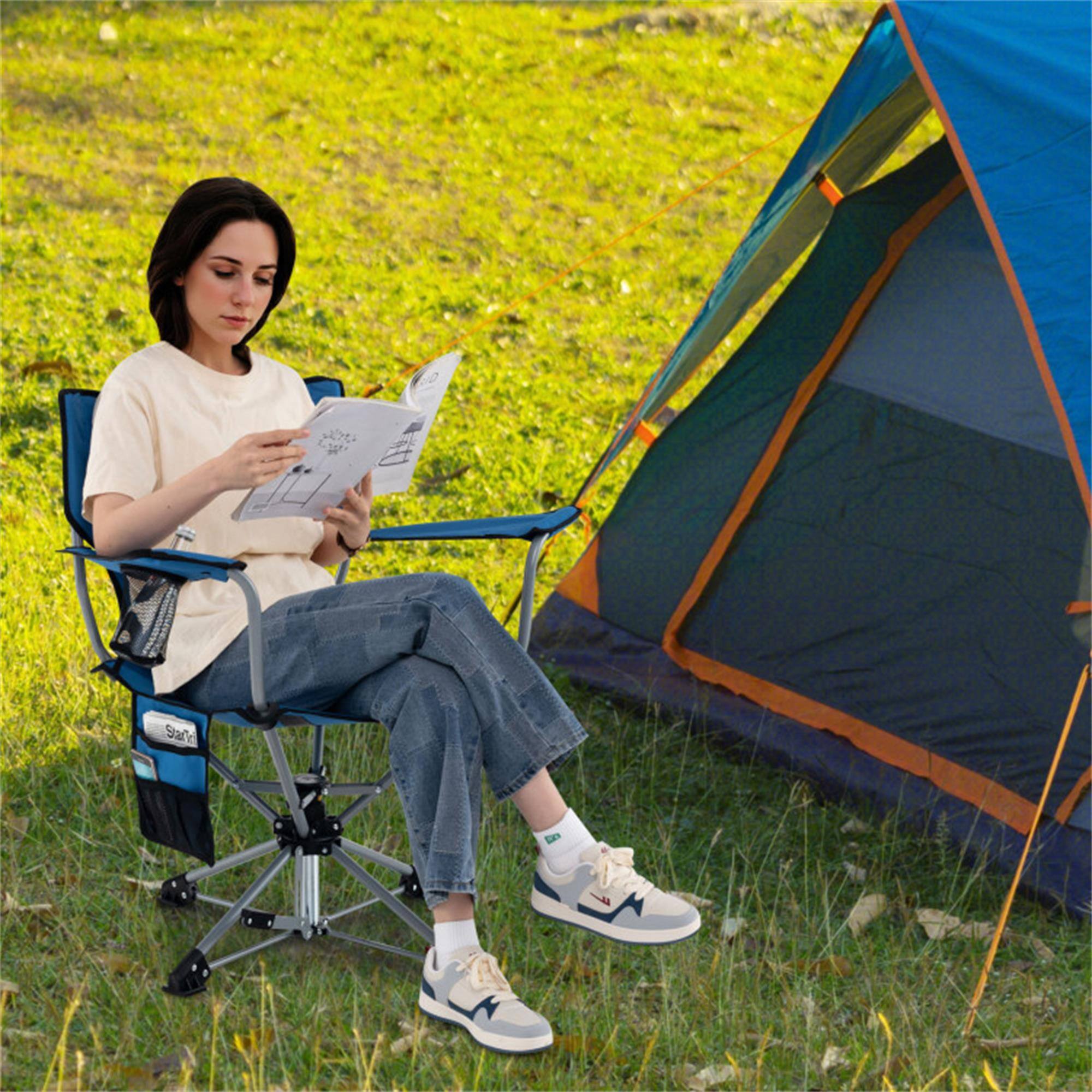 Alt View 1. Boyel Living - Blue 360-Degree Swivel Hunting Chair 35.0-in L x 32.0-in W x 21.0-in H with Cup Holders - Blue.