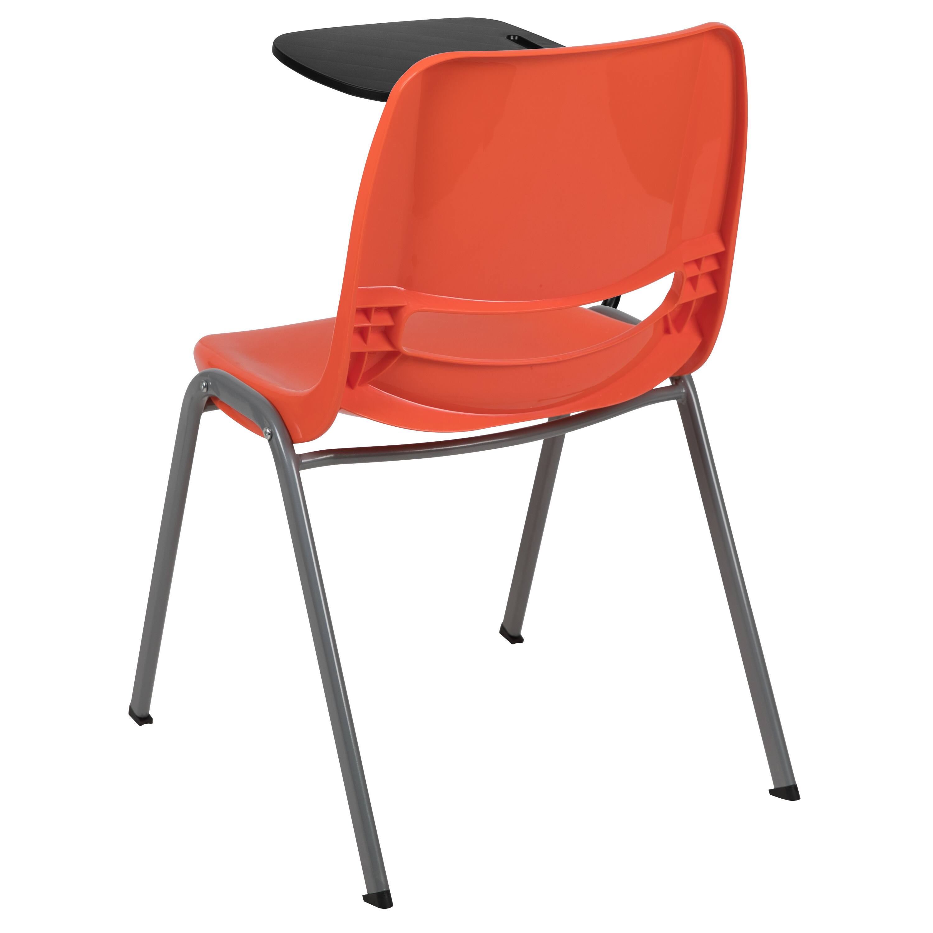 Alt View 5. Emma + Oliver - Ergonomic Shell Chair with Right Handed Flip-Up Tablet - Tablet Arm Desk - Orange.