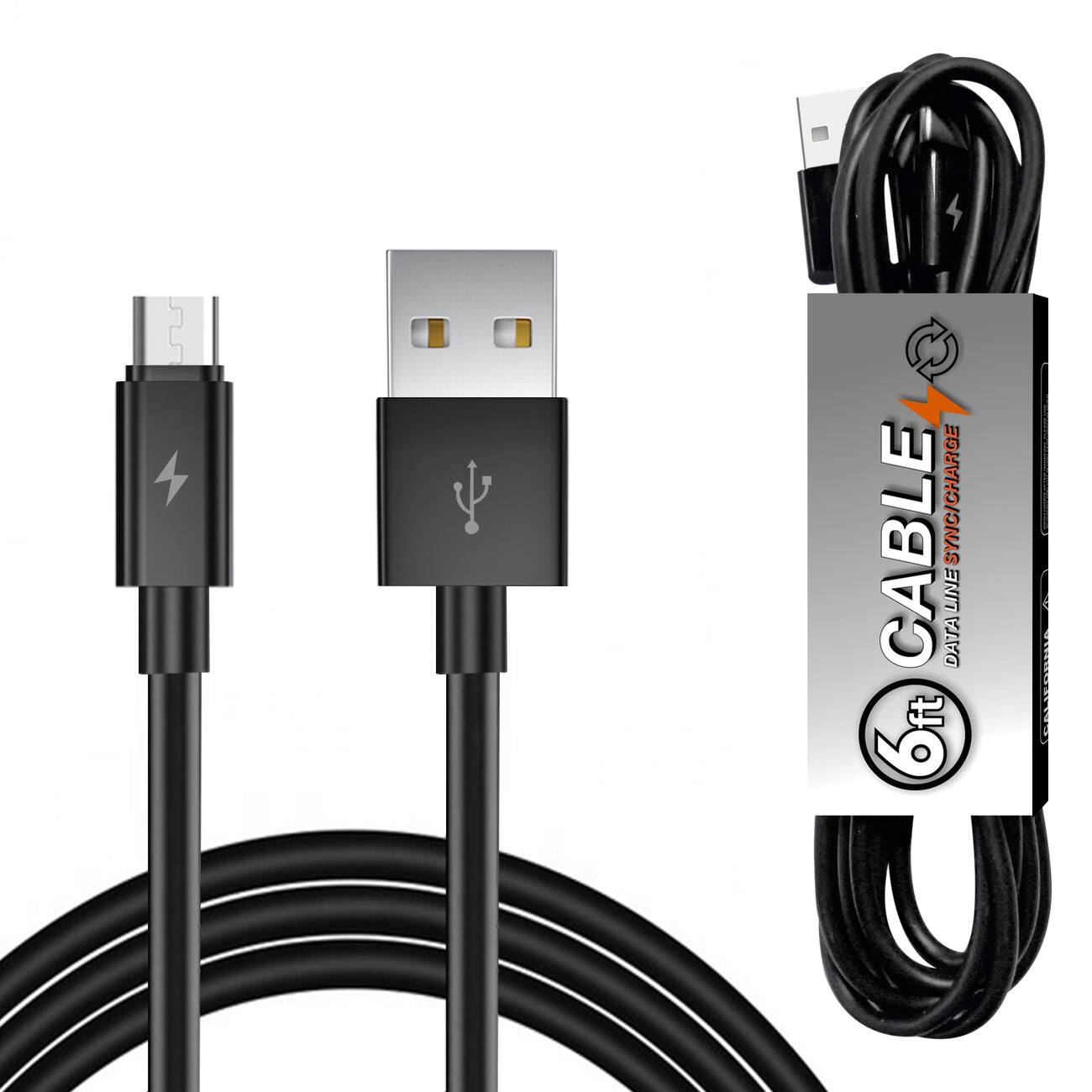 Reiko - 6 Ft Pvc Material Micro Usb Cable In With Simple Packaging - Black