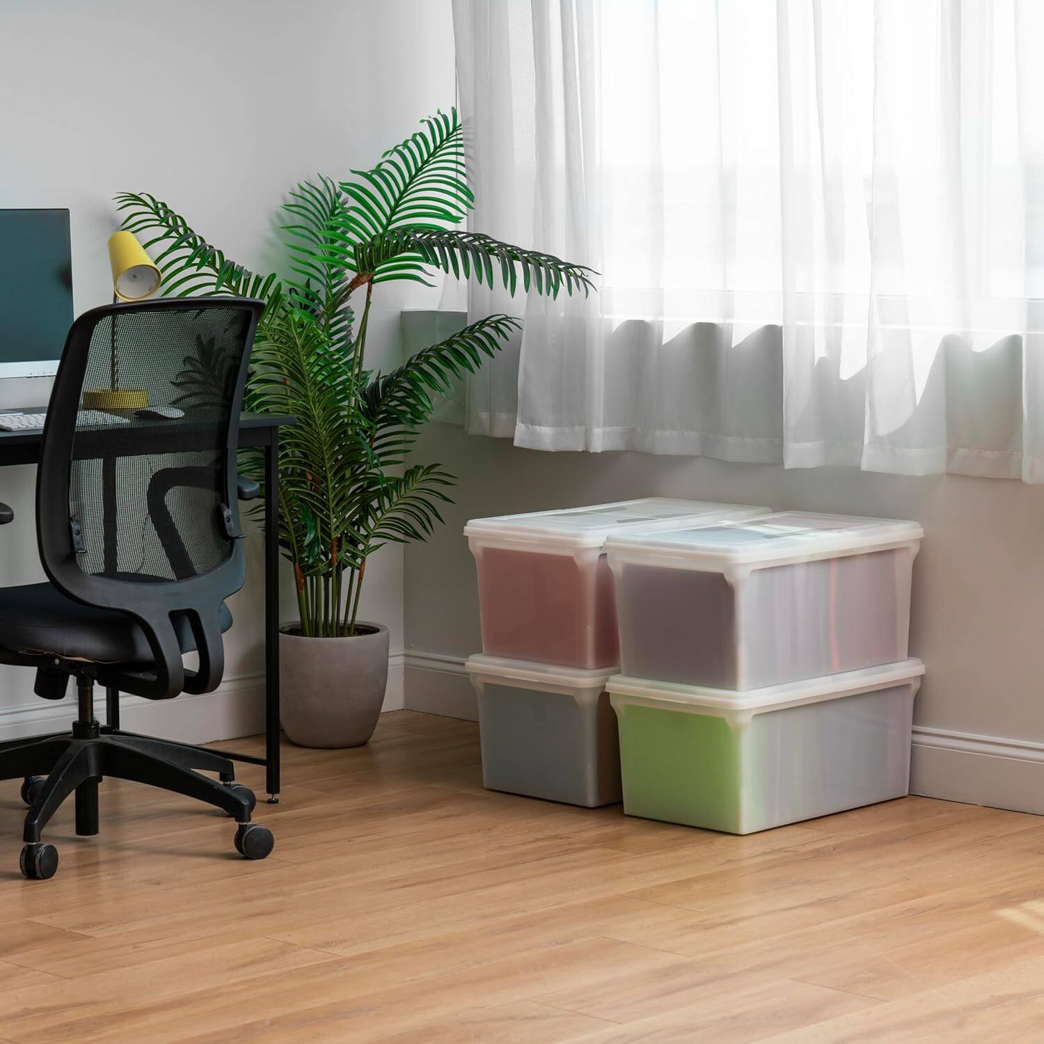 Alt View 4. IRIS USA - IRIS USA 44Qt Plastic File Box, Stackable Nestable, Pearl, 4Pk.