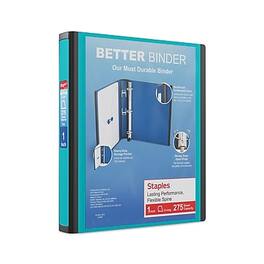 Staples - 1" 3-Ring Better Binder, D-Ring - Teal