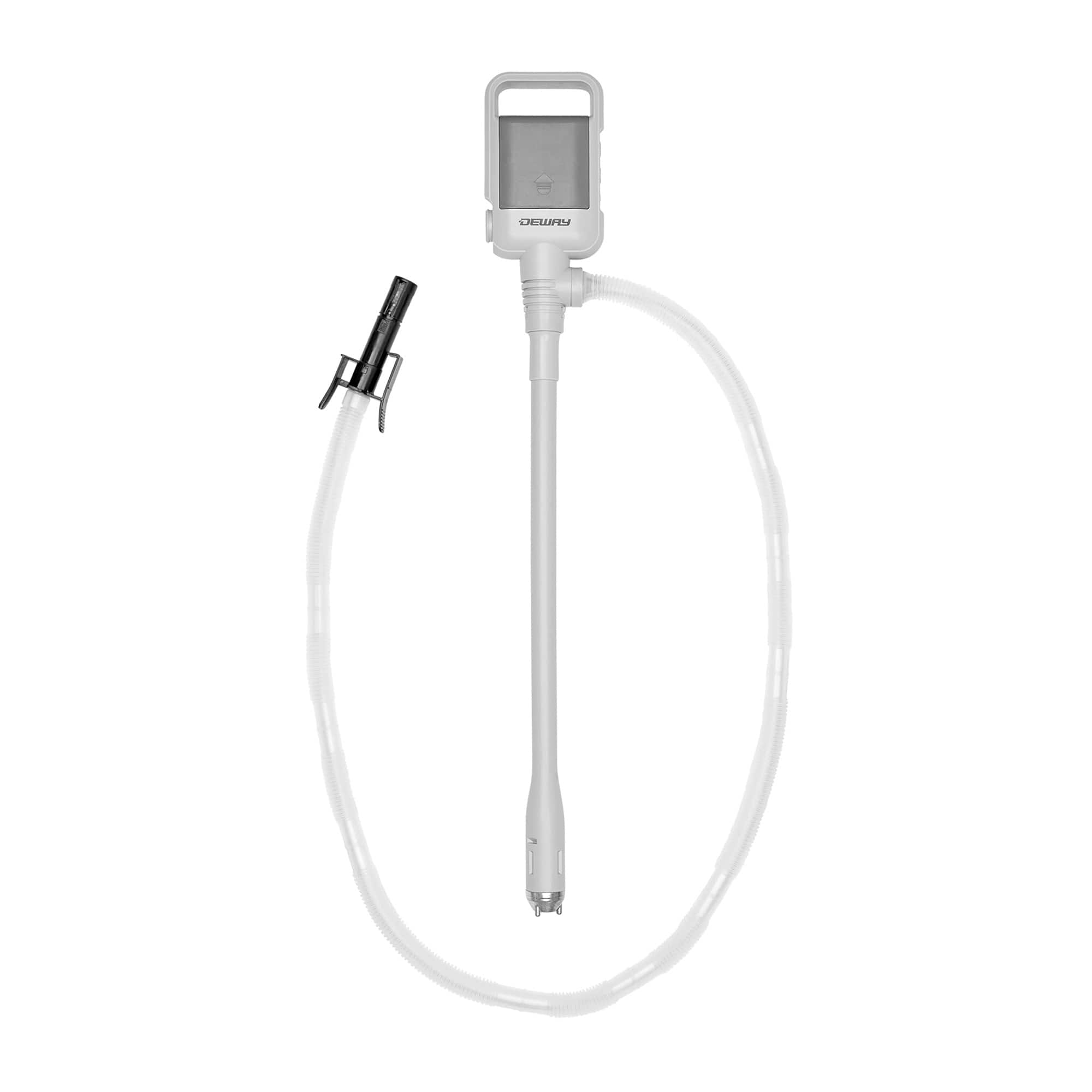 Deway - Automatic Fuel Transfer Pump with Clip Nozzle for Flow Control & Stop, Fits All Cans - Grey