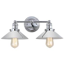 Jonathan Y - July 17.5" 2-Light Industrial Farmhouse Metal Vanity Light - Chrome