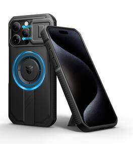 Dexnor - Phone Case for iPhone 15 Pro Max with Slide Camera Cover, Compatible with MagSafe Heavy-Duty Rugged Magnetic Shockproof - Black