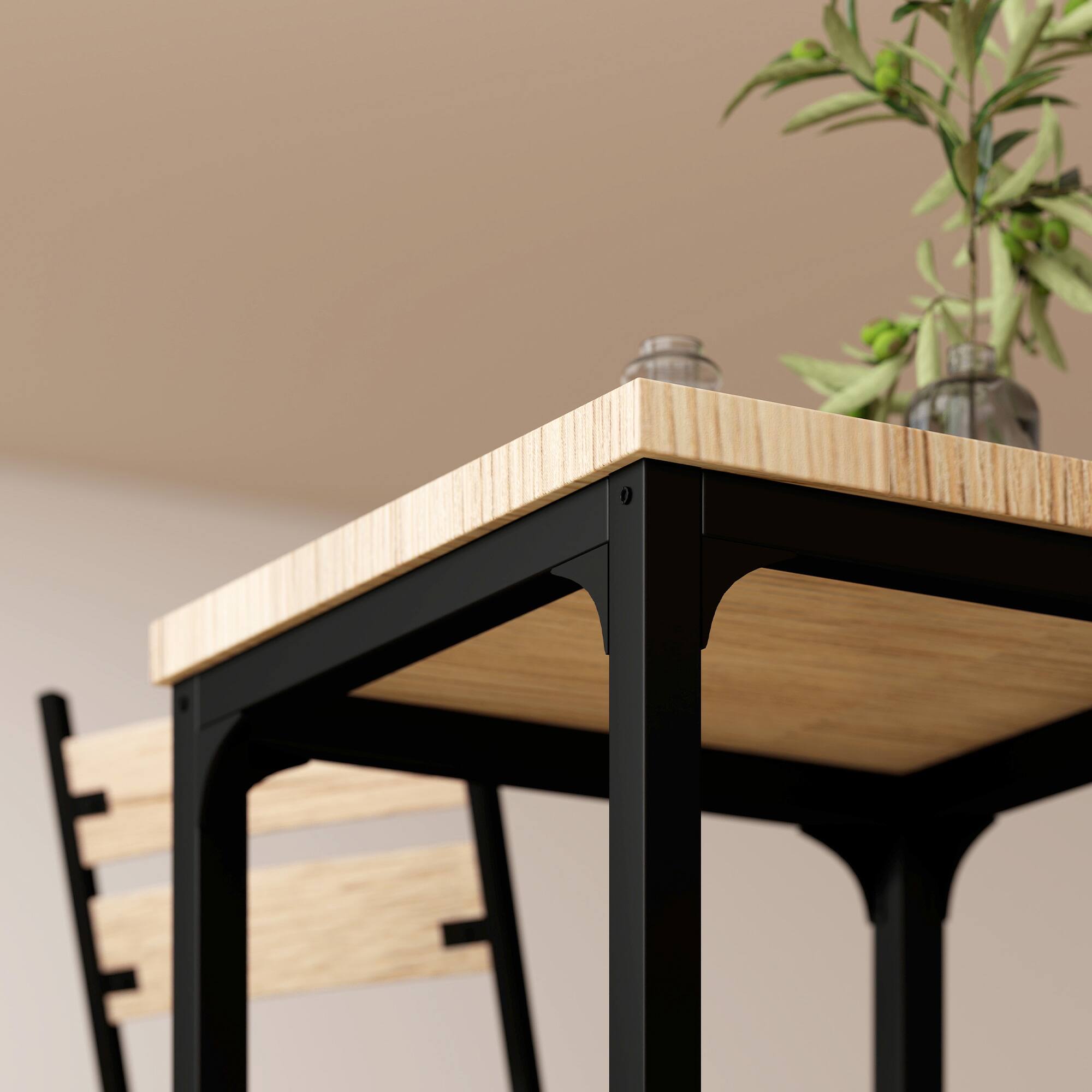Alt View 7. Homcom - Piece Dining Table Set for 2, Modern Kitchen Table and Chairs, Dining Room Set for Breakfast Nook - Black.