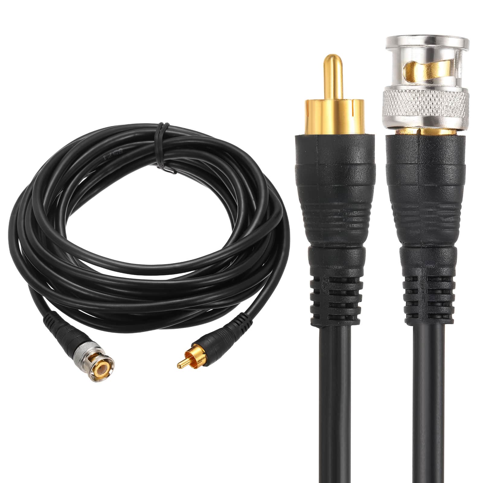 Unique Bargains - BNC Male to RCA Male Coaxial Cable 5M RG59 75-3 for DVR CCTV Camera Monitor - Black