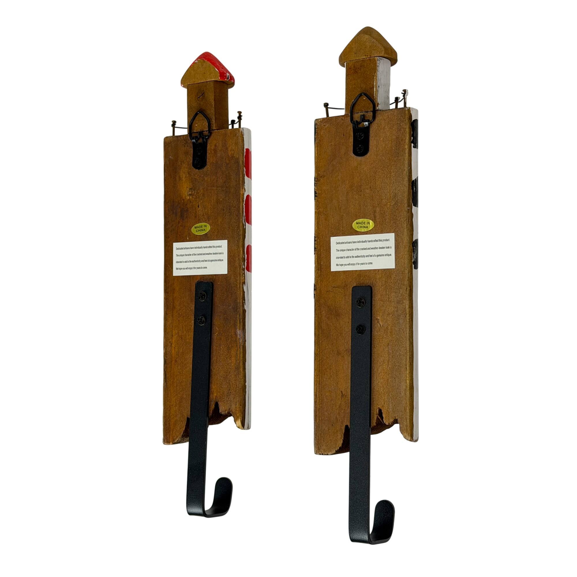 Alt View 2. Things2Die4 - Set of 2 Handcrafted Wood Lighthouse Decorative Wall Hooks Coastal Decor - Multicolored.