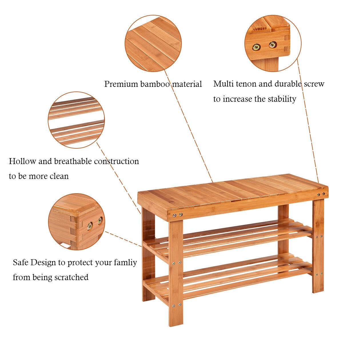 Premium bamboo material is used to create this table, which features multi tenon and durable screws to increase stability. The table is hollow and breathable, making it more clean. Additionally, the design of the table is safe, protecting your family from being scratched.