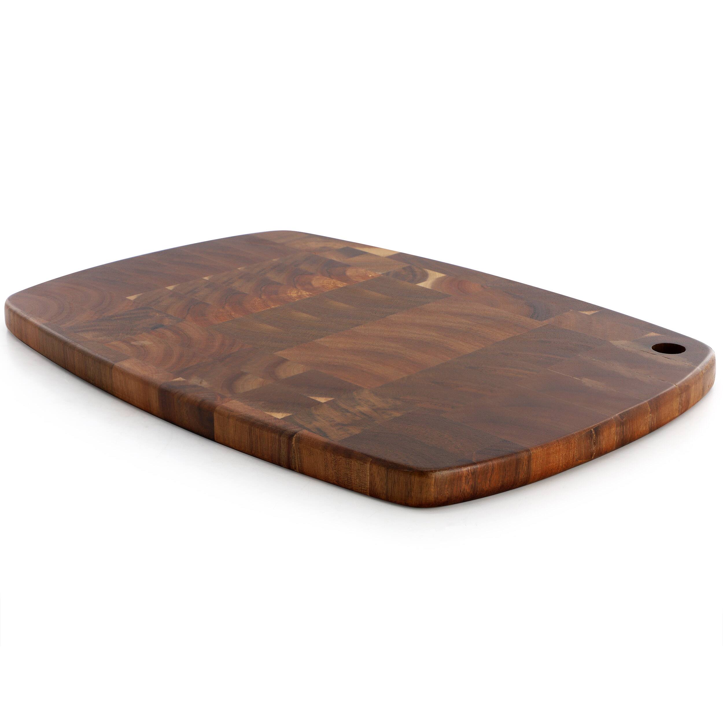 Back. MegaChef - MegaChef 15.5 x 10.5 Inch Acacia Wood Rectangular Cutting Board with Rounded Edge in Dark Brown - Dark Brown.