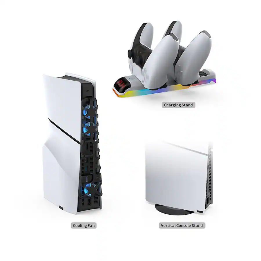Console Support Dobe 3 in 1 PS5 Slim Kit, Designed for PS5 SLIM Console, Support Dual ...