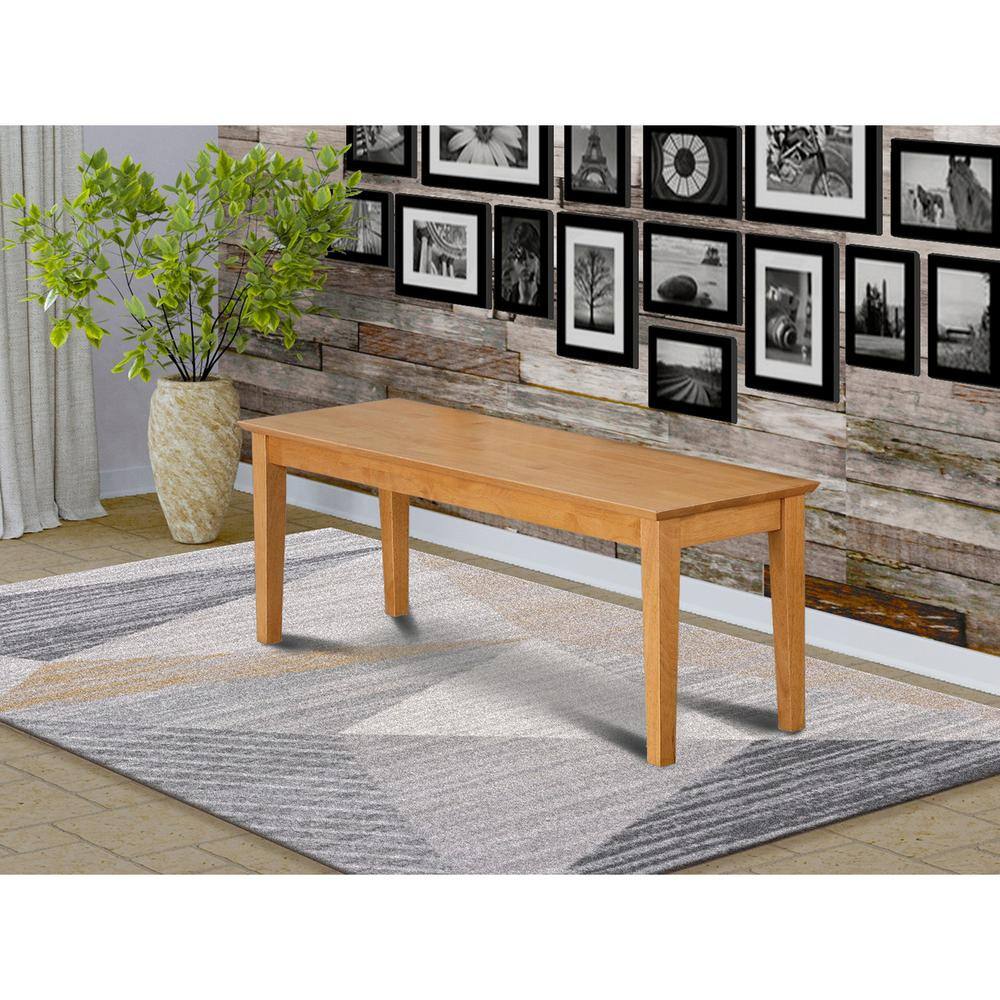 Left. East West Furniture - CAB-OAK-W Capri bench with wood seat in Oak Finish - Oak.