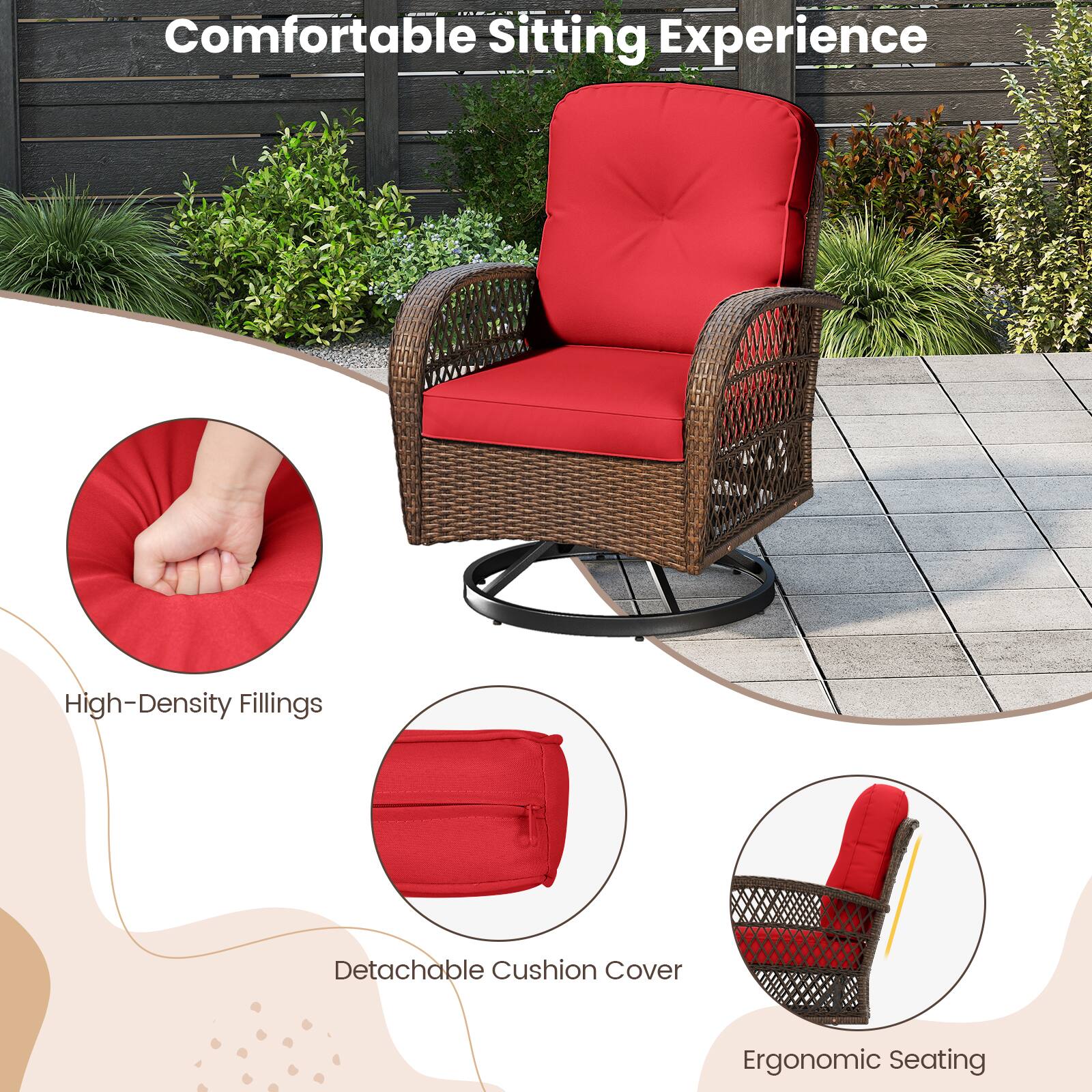 Comfortable Sitting Experience

- High-Density Fillings
- Detachable Cushion Cover
- Ergonomic Seating