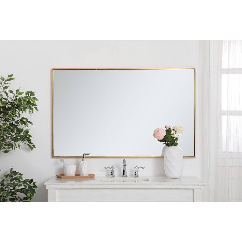 Alt View 2. Elegant Decor - Metal frame rectangle mirror 30 inch in Brass - Brass.