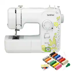 Brother - SM1704 17-Stitch Sewing Machine (White) with 12 Color Sewing Thread Kit