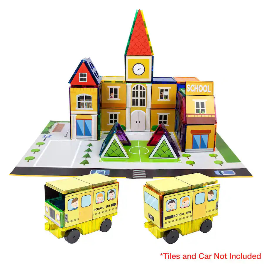 PicassoTiles PICASSO TILES 80 PC School, Hospital, Police Station, 3 in