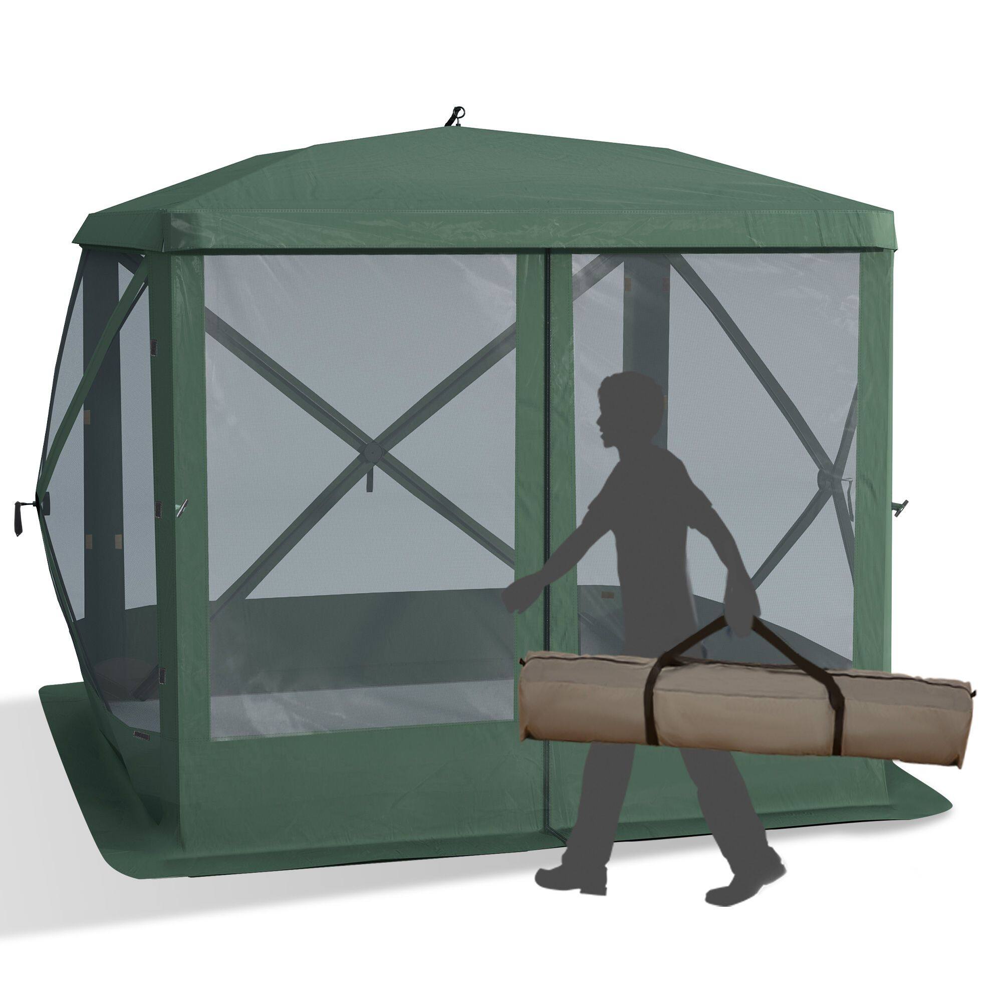 Alt View 7. Loheer - Loheer Pop Up Canopy 7x7 Screen Tent Outdoor Mesh Gazebo Green - Green.