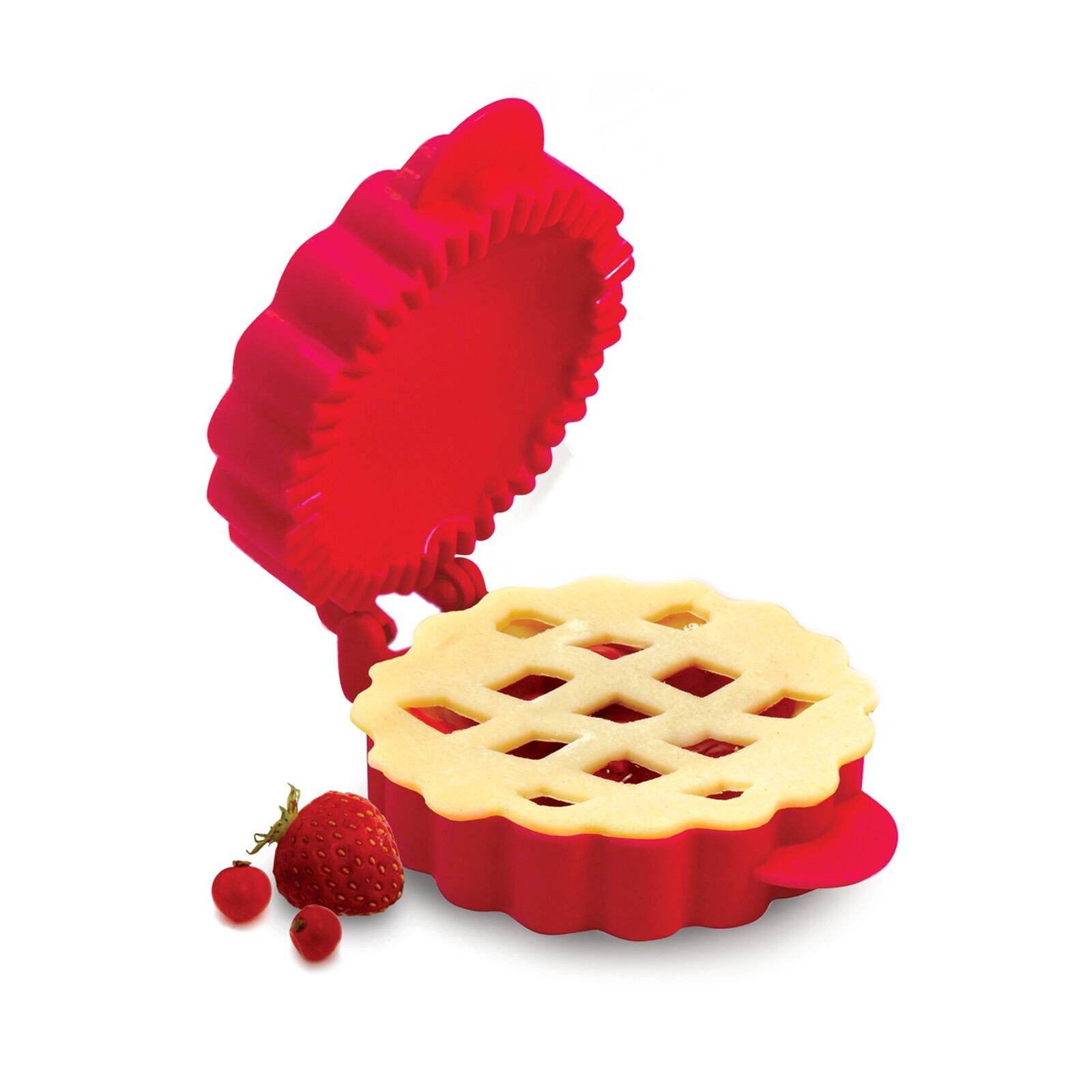 Alt View 2. Norpro - Lattice Mini Pie Mold – 4.5" x 5.75", Hand Pie Press, Decorative Crust Top - Black.