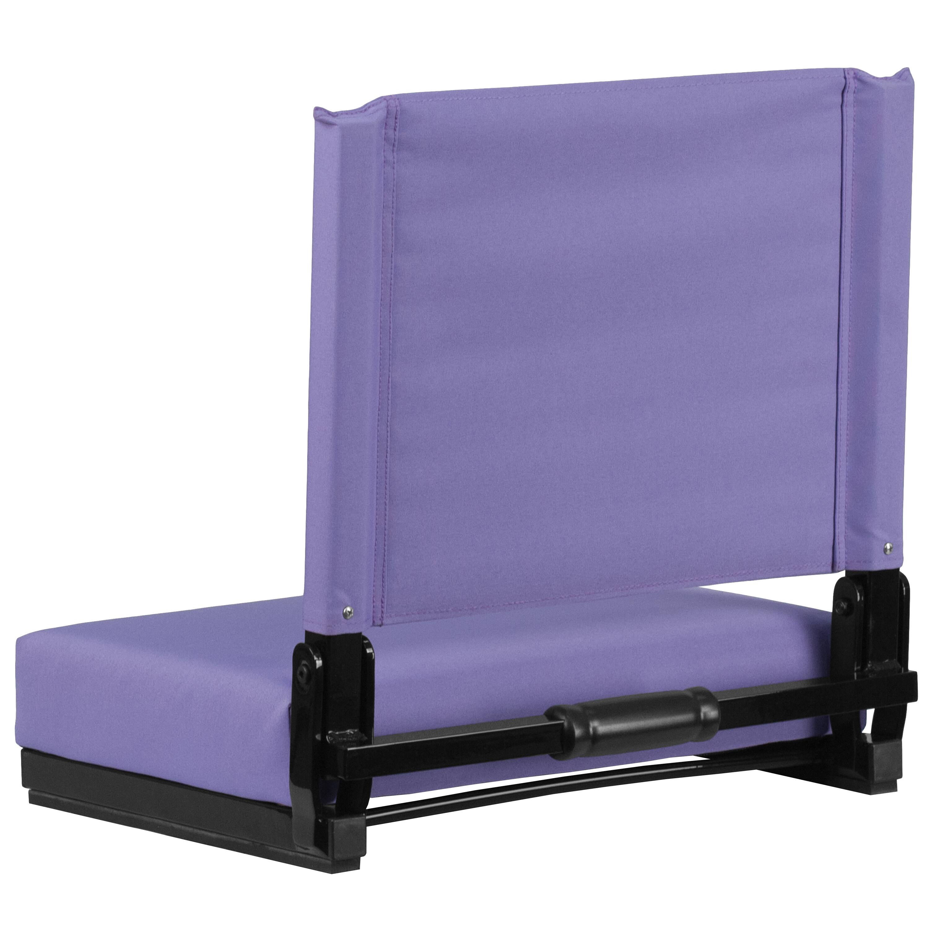 Alt View 5. Emma + Oliver - 500 lb. Rated Lightweight Stadium Chair with Handle & Ultra-Padded Seat - Purple.