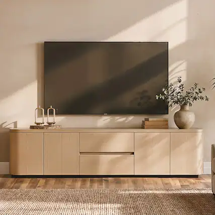 Front. Homsee - Oak Wood Grain TV Stand, Modern Entertainment Console with Storage for Up to 85 Inch TVs - Wooden.