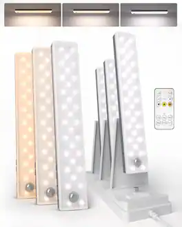 EZVALO - Under Cabinet Lighting Wireless Motion Sensor with Remote-3 Color Temps-6 Pack-23 cm-Grey - White