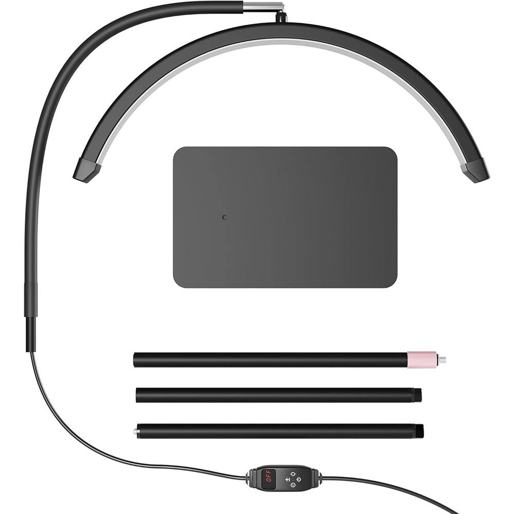 Alt View 3. MOSZAR LLC - 6-in-1 Half Moon LED Desk/Floor Lamp, 3000LM, Black, Eyelash & Beauty Light.