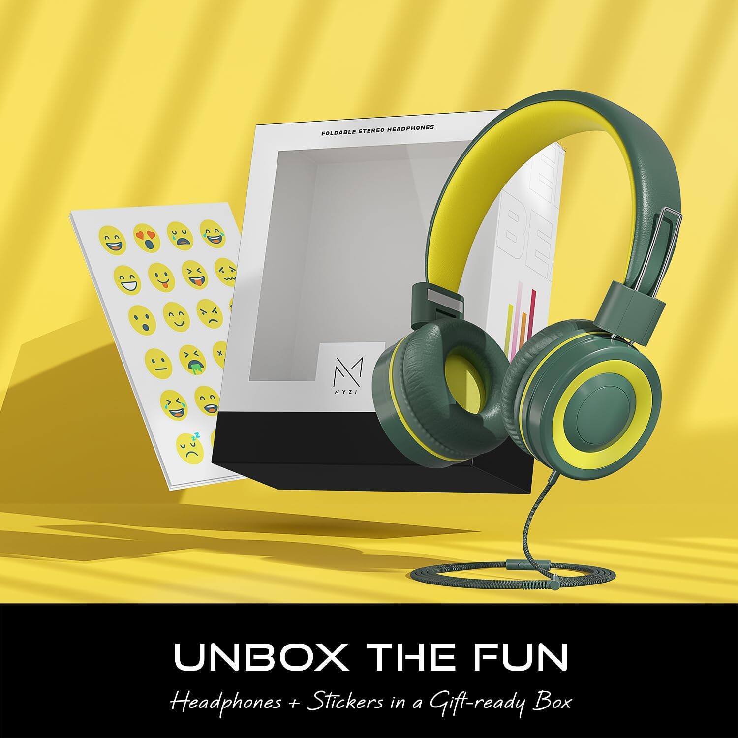 FOLDABLE STEREO HEADPHONES

UNBOX THE FUN

Headphones + Stickers in a Gift-ready Box