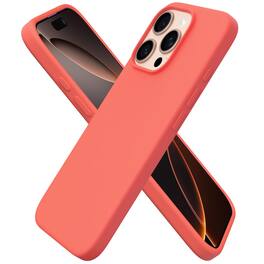 Ornarto - Designed for iPhone 16 Pro Case 6.3", Liquid Silicone 3 Layers Full Covered Protective Cover - Coral