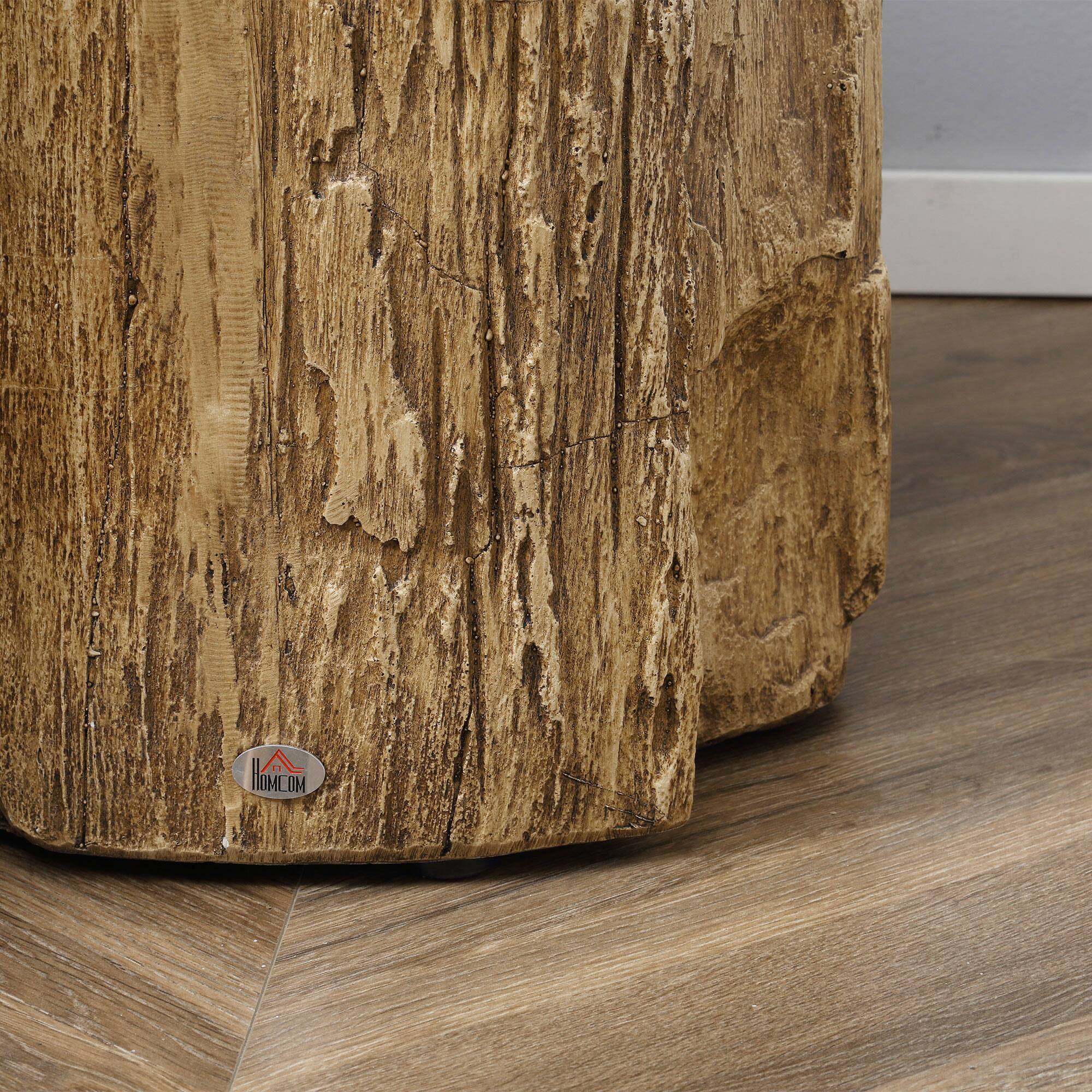 Alt View 9. Homcom - Tree Stump Stool, Side Table with Round Tabletop, Concrete End Table with Wood Grain Finish for Indoors & Outdoors - Natural Wood.