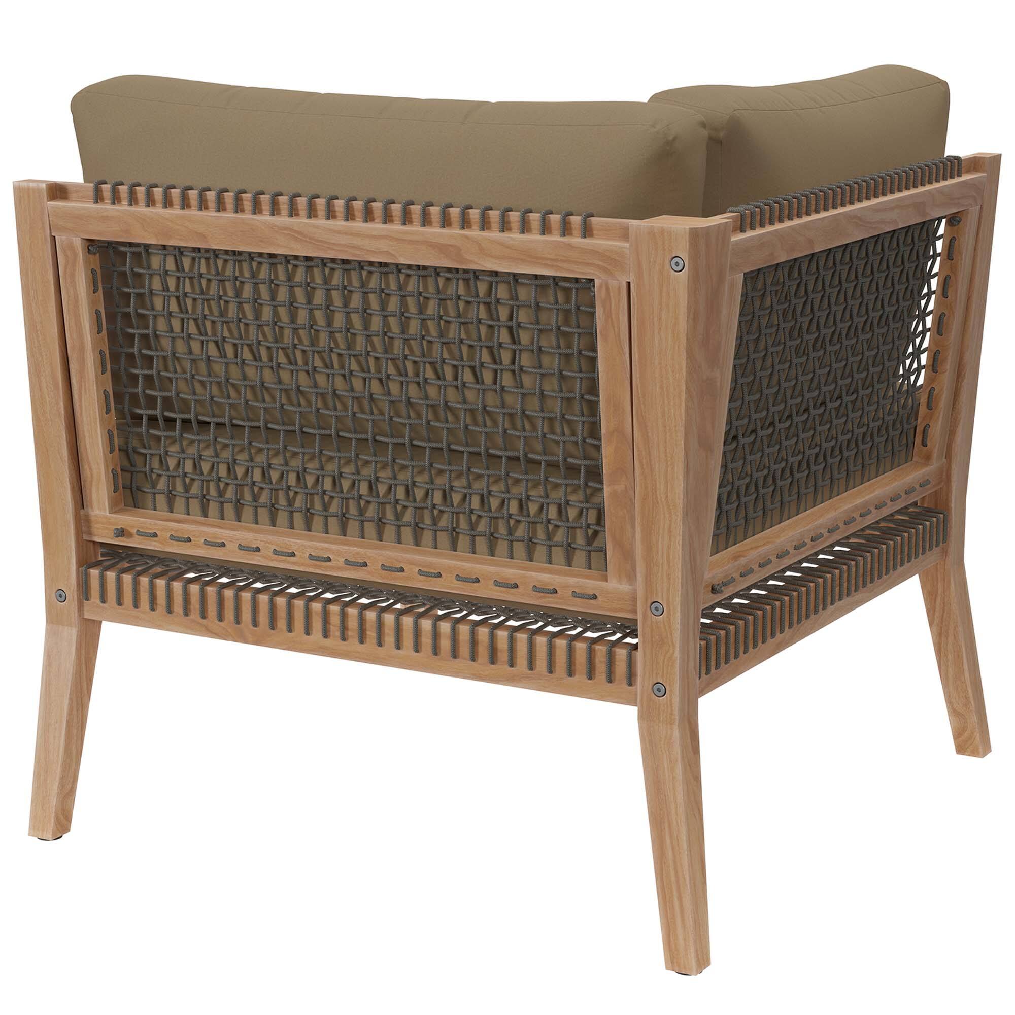 Alt View 3. Modway - Clearwater Outdoor Patio Teak Wood Corner Chair by Modway - Gray Light Brown.