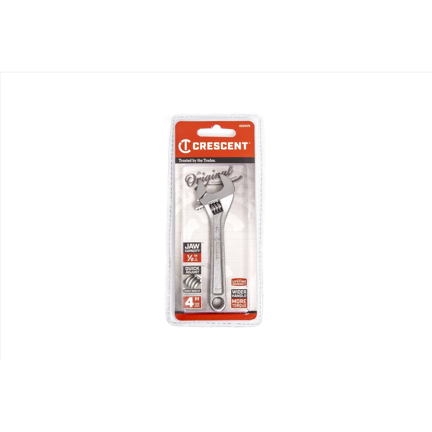 KEVS T CRESCENT  
Trusted by the Trades & Original  
1 JAW LARK 11" 1/2" DUICK AGJUST  
MECCES -O-  
4" WIDER HANDLE MORE TORQUE