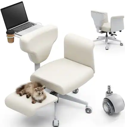 Front. Newtral - Freedom-X Ergonomic Adjustable Chair w/ Wheels Amrests Laptop Tray, Cross Legged Multi-Position Recliner for Home/Office - Apricot .