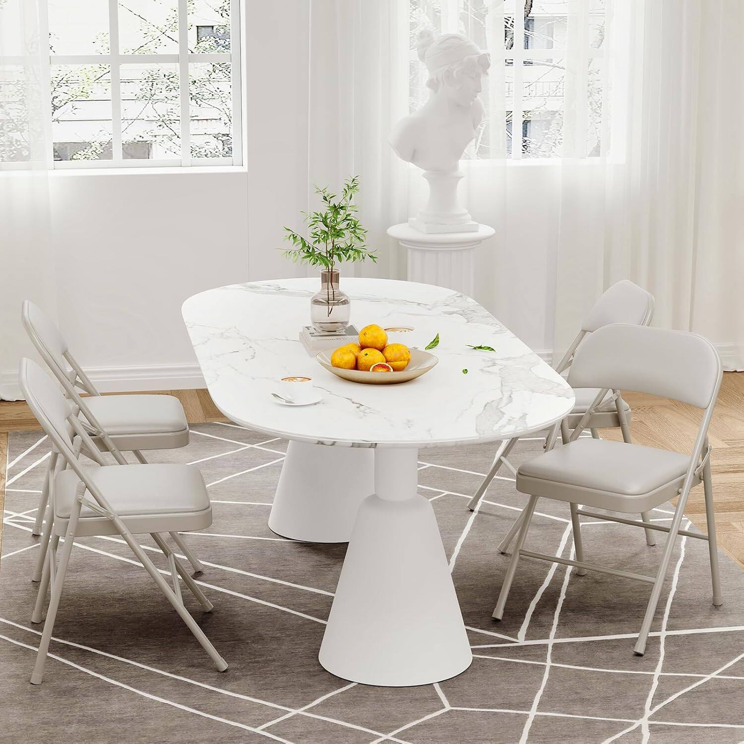 Alt View 4. Jojoka - 4 Pack Folding Chairs with Padded Cushions, Padded Foldable Chair Hold Up to 350 Pounds - Beige.