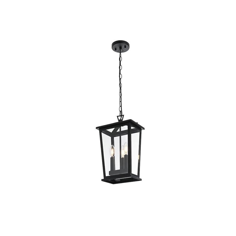 Angle. Elegant Lighting - Berks 7 inch Outdoor Pendant in Black - Black.