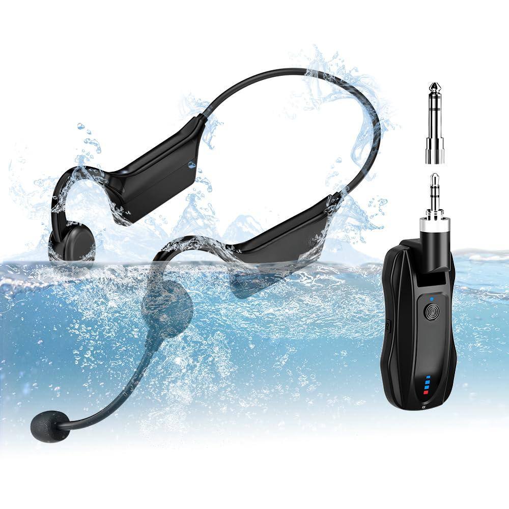 Front. VEGA AUTOMOTIVE - 2 Fitness Headset Microphone Ip67 Waterproof Sweatproof For Water Aerobics Swimming Instructor Yoga - Default.