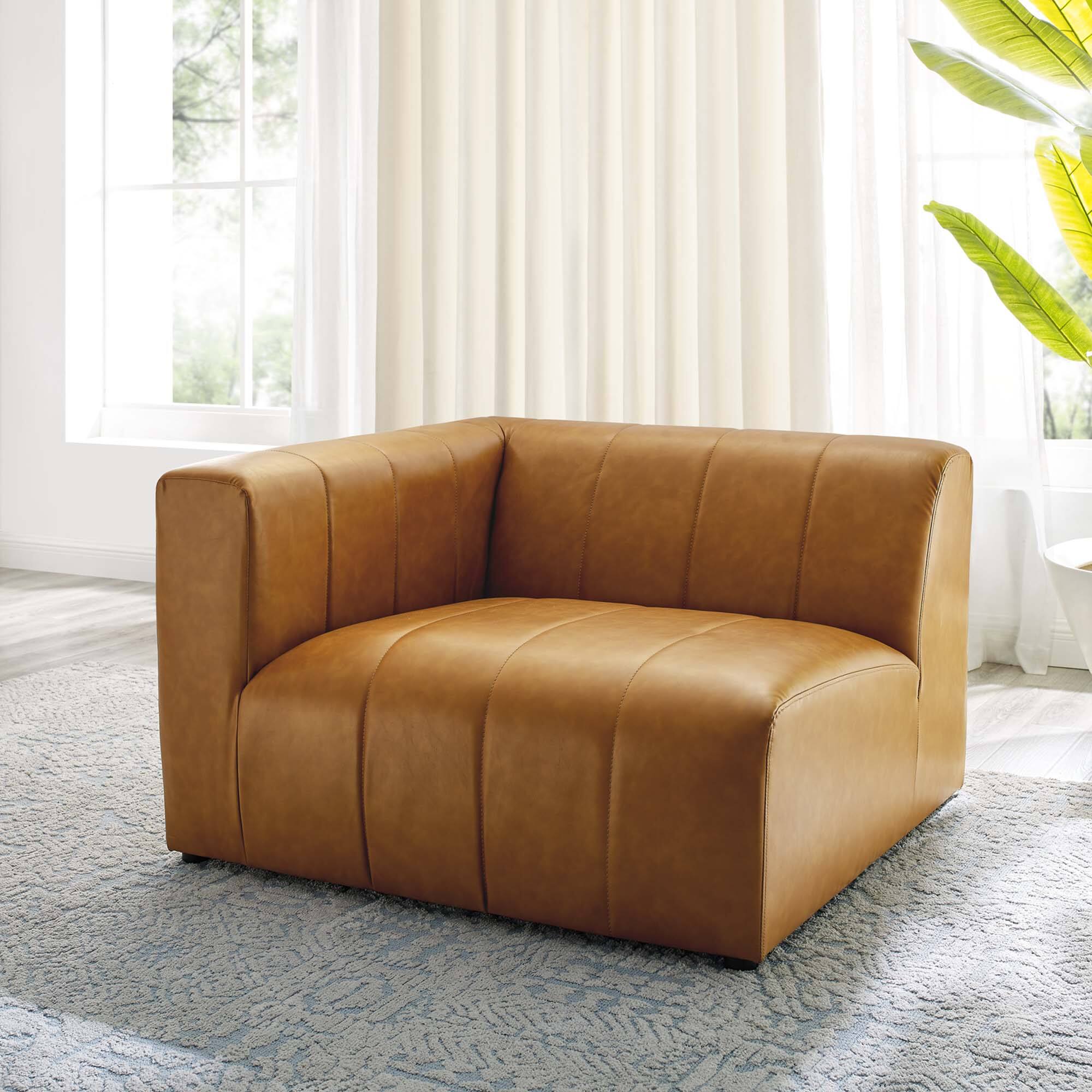 Alt View 6. Modway - Bartlett Vegan Leather Left-Arm Chair by Modway - Tan.