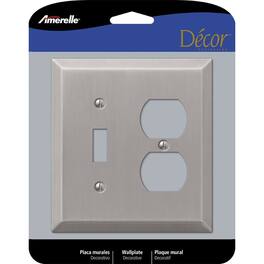 AMERELLE - Century Brushed 2 gang Stamped Steel Duplex/Toggle Wall Plate 1 pk - Nickel