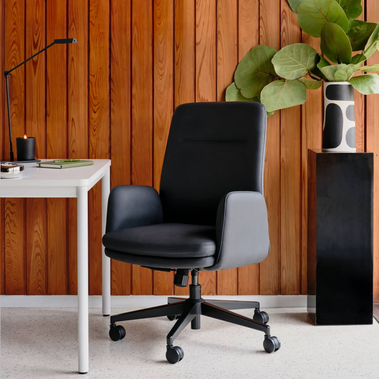 Branch Furniture - Branch Vegan Leather Softside Mid-Century Modern High Back Office Chair – Adjustable Height, Cloud-Like Comfort - Black