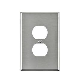 Leviton - 1 gang Stainless Steel Duplex Oversized Wall Plate 1 pk - Silver