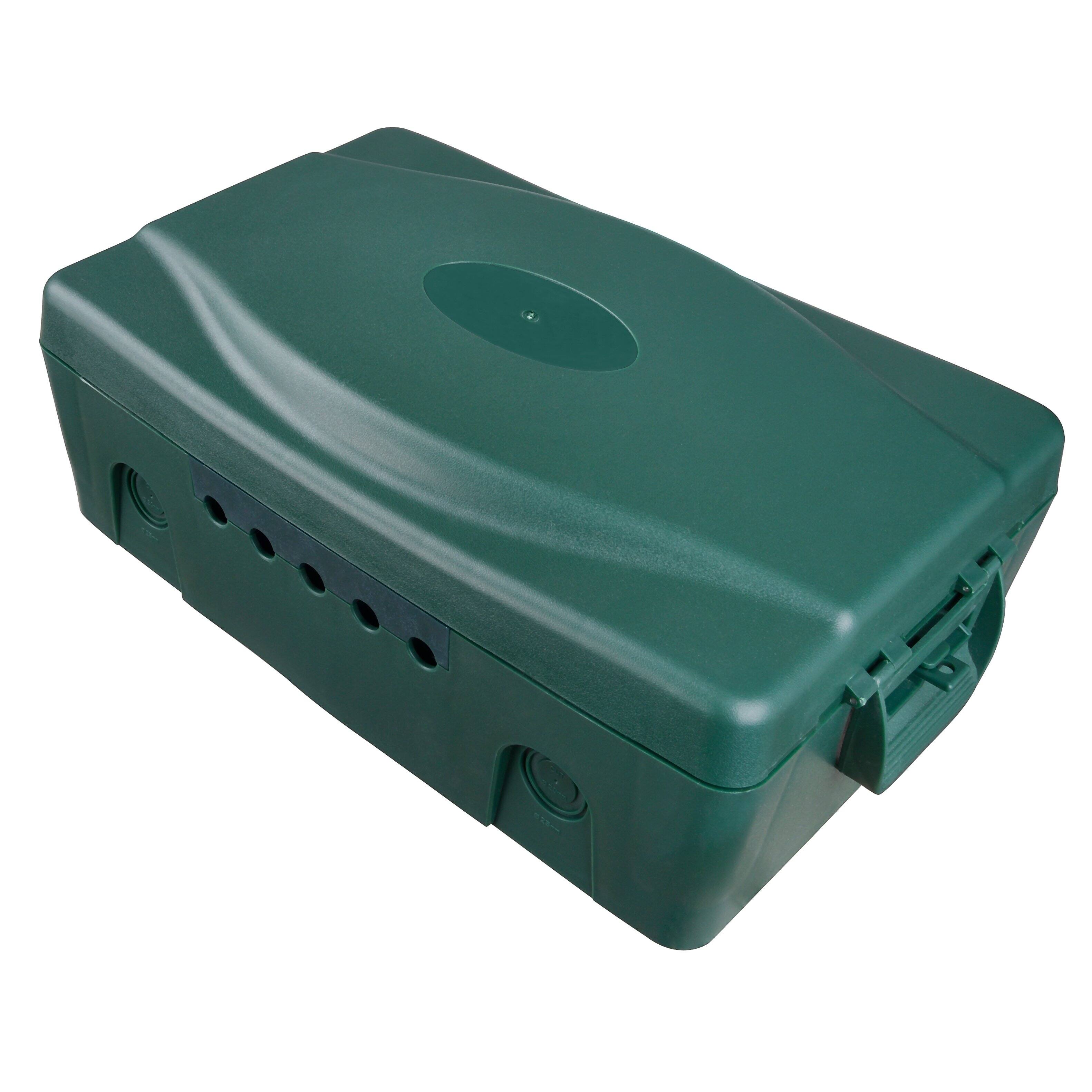 Angle. Masterplug - Weatherproof Cord Connection Box - Green.