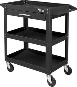 Winado - 3 Tier Rolling Tool Cart Service Tool Cart Tool Organizer with Storage Drawer & 360° Swivel Casters for Garage, Workshop - Black
