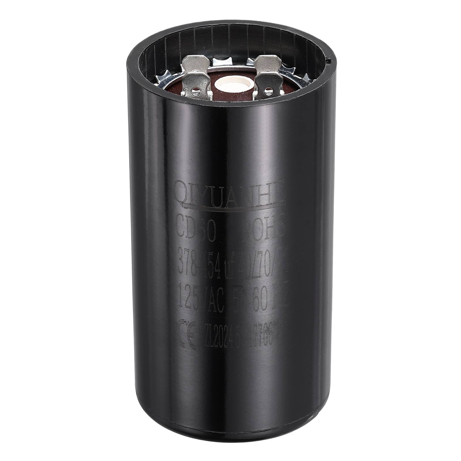 Unique Bargains - CD60 Motor Run Capacitor, 378-454uF MFD AC125V, 50-60Hz, for Electric Motor, 46x86mm - Black