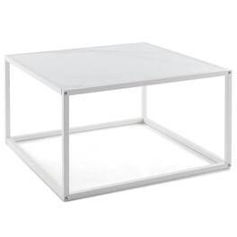 Kadyn - Coffee Table, Modern Sofa Table Tea Table,Modern Glass Square Coffee Table with Metal Frame for Living Room - White