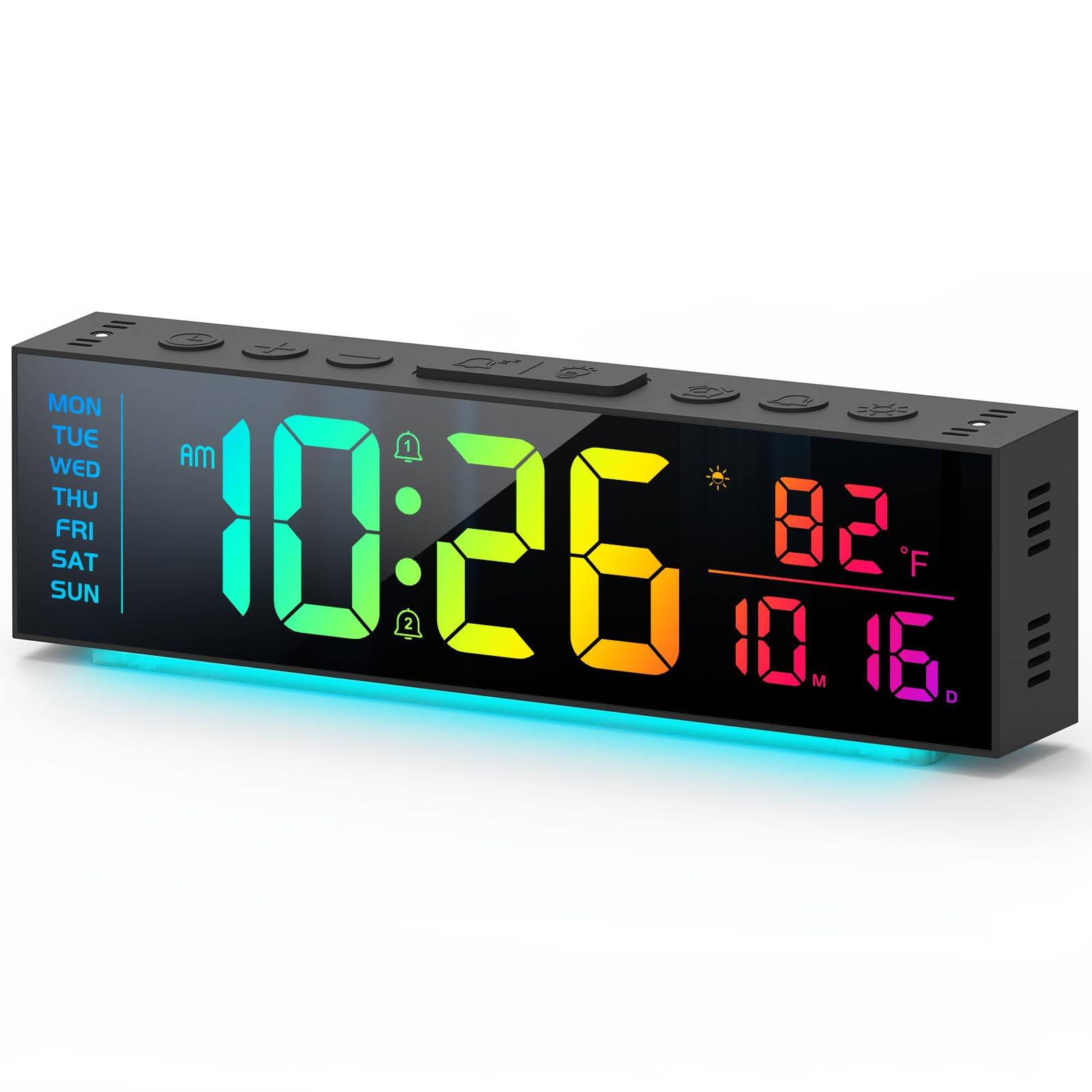 Dazzed Corner - Digital Alarm Clock, Auto Dimming Wall Clocks - Black