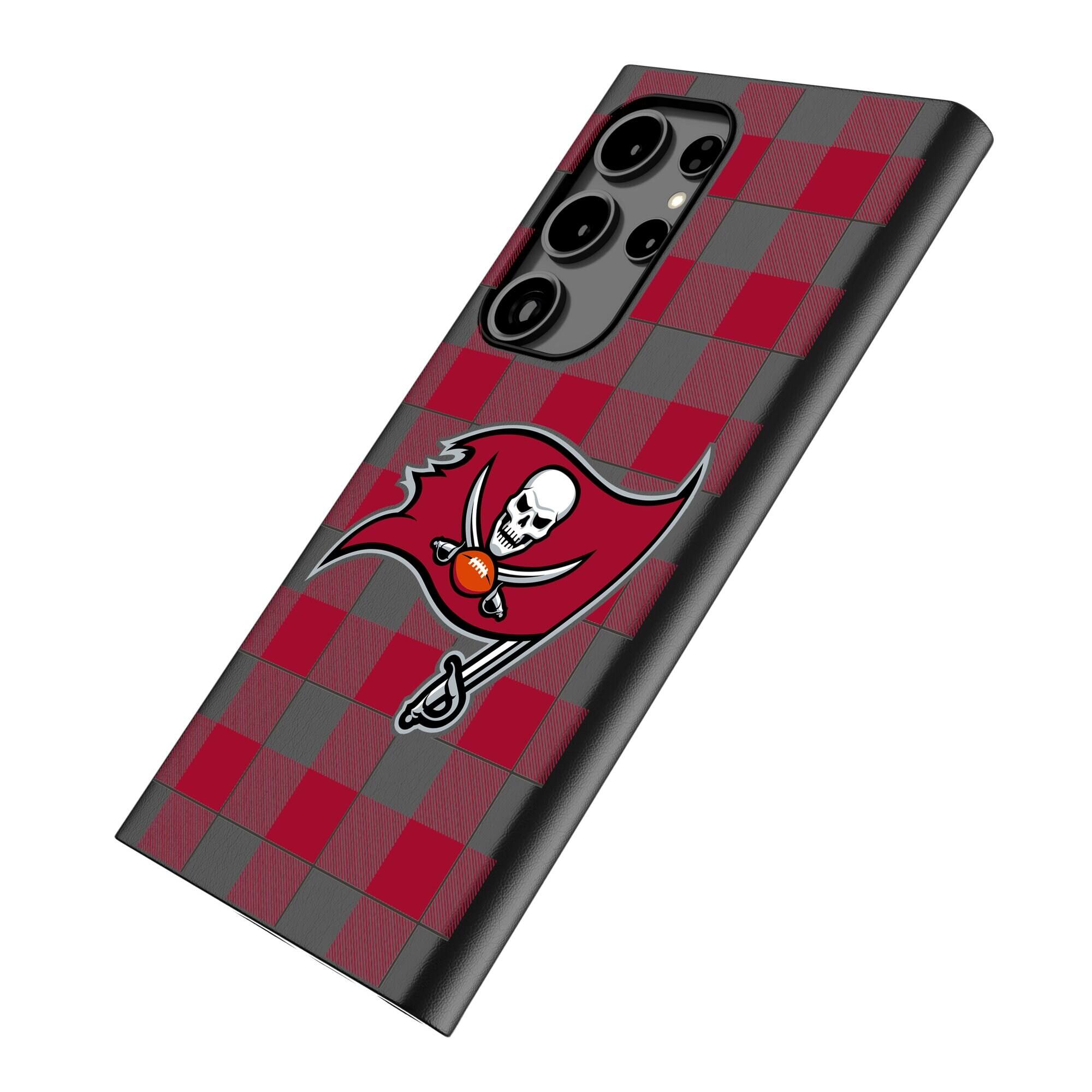 Alt View 1. Keyscaper - Tampa Bay Buccaneers Plaid Galaxy Magnetic Bump Case - S25 Ultra - Black.