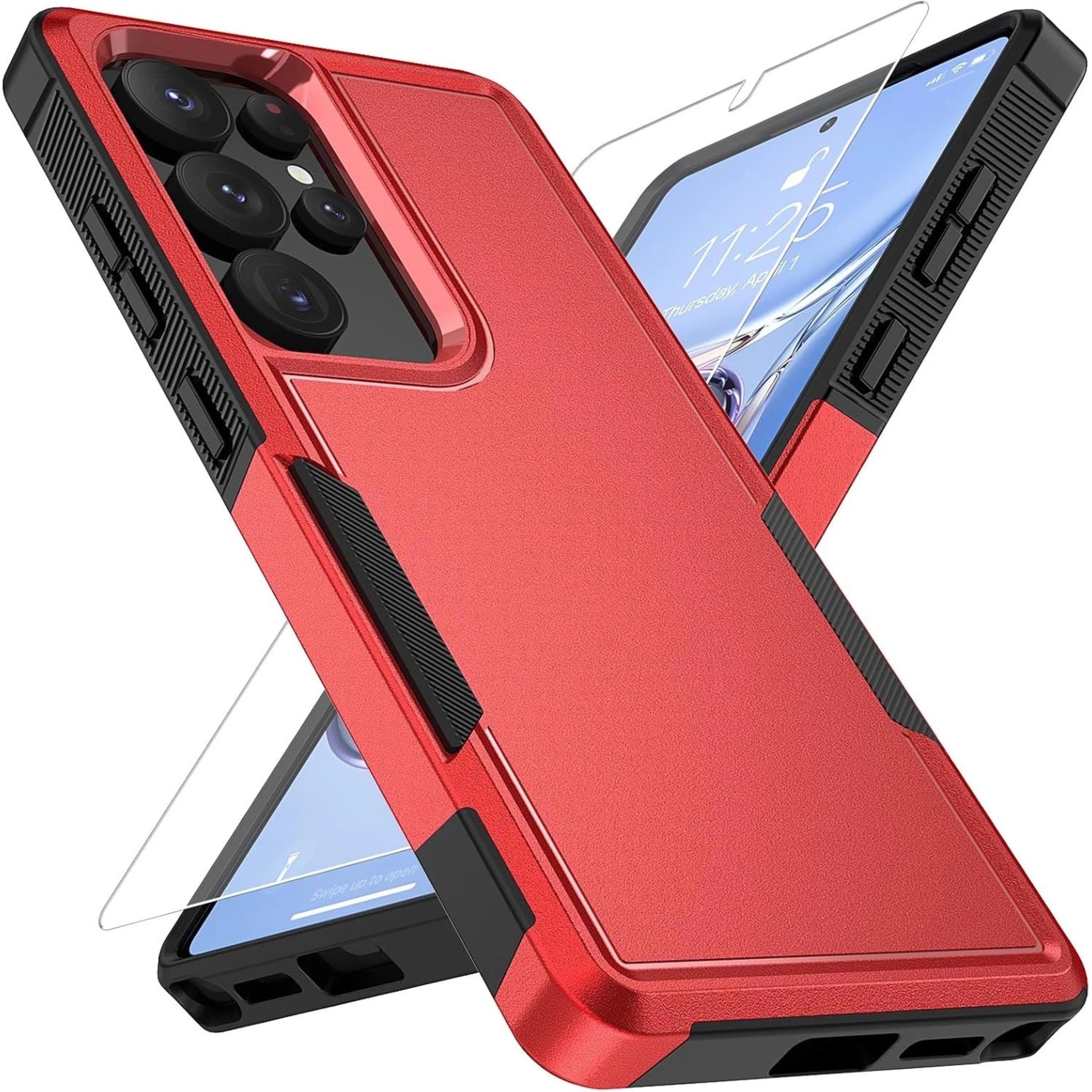 Kitcheniva - Phone Cover Shockproof Plus Tempered Glass For Samsung Galaxy S25 Ultra - Red price history on PriceWatchPro