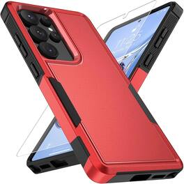 Kitcheniva - Phone Cover Shockproof Plus Tempered Glass For Samsung Galaxy S25 Ultra - Red