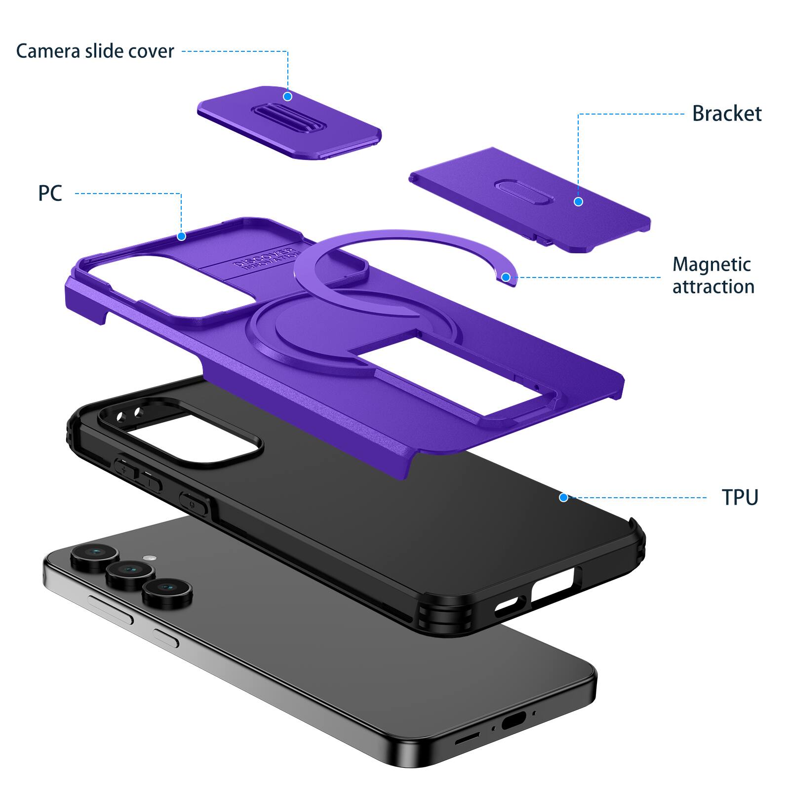 Camera slide cover  
Bracket  
PC  
Magnetic attraction  
TPU