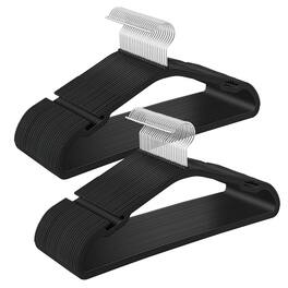 Songmics Home - Clothes Hangers 50 Pack, Heavy-Duty Plastic Hangers, Coat Hangers with Wide Shoulder Notches, Pant Bar, 360° Swivel Hook - Ink Black