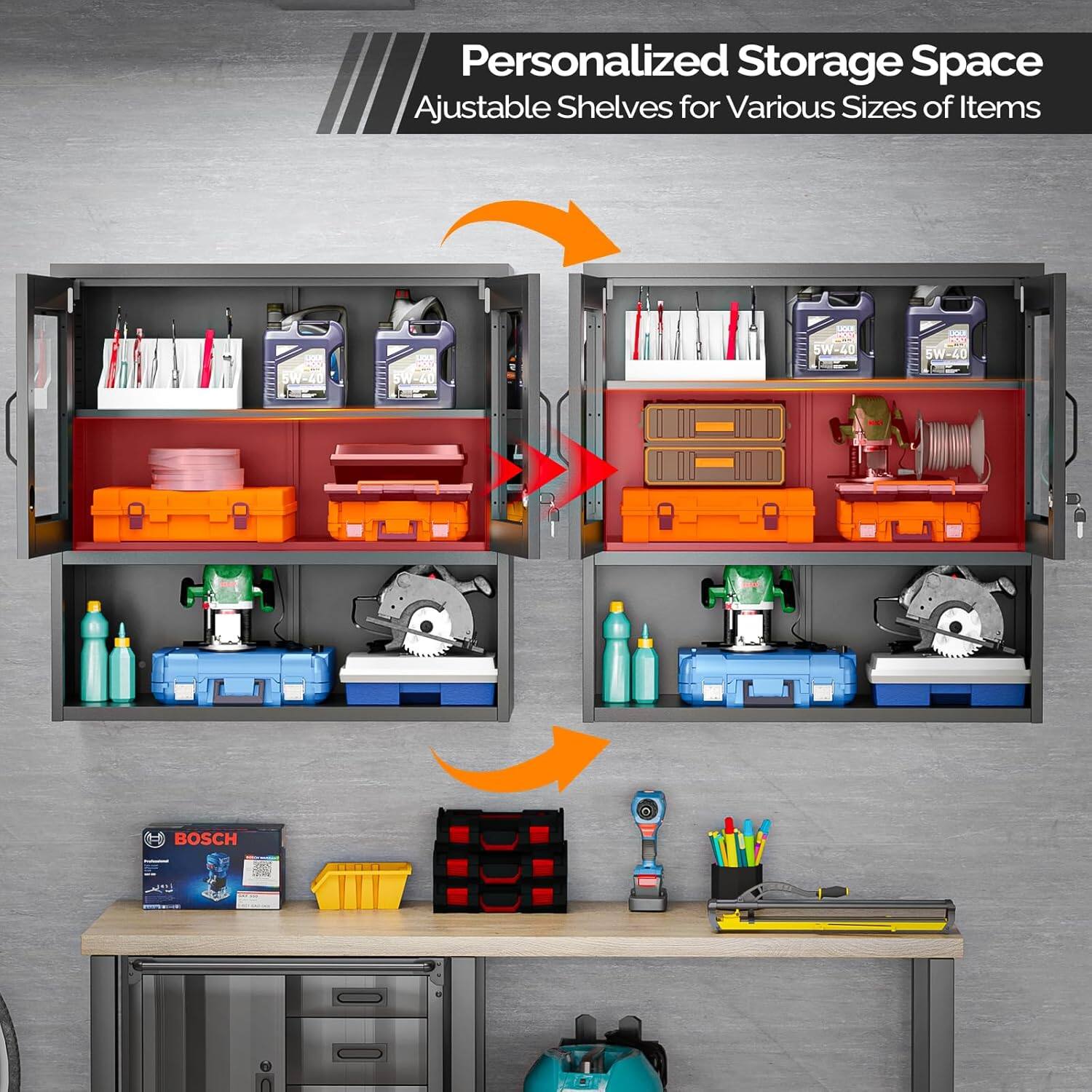Personalized Storage Space  
Adjustable Shelves for Various Sizes of Items